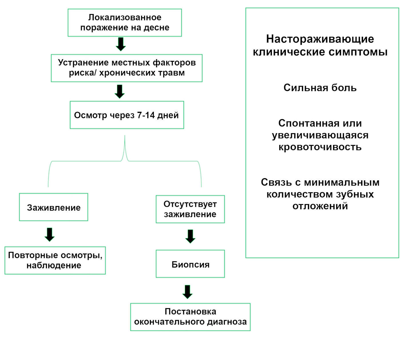 Десневая карцинома. Схема диагностики и лечения подозрительных очагов на десне